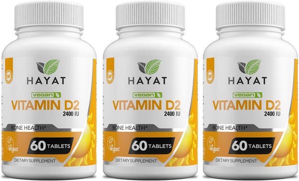 Vitamins Vegan Natural Vitamin D 2400 IU, D2, Certified Halal (Pack of 3)