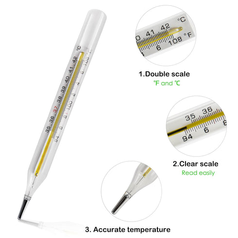 ?&? Clinical Glass Thermometer for Underarm 2PCS - Classic Non Digital Thermometer for Adults - Medical Fever Thermometer - Accurate Easy Reading by HARIKA LIFE