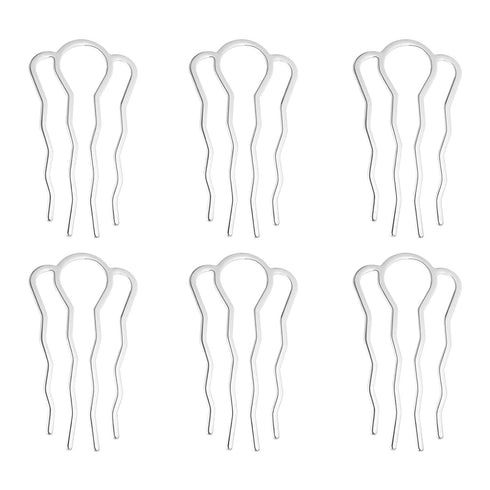 Metal Hair Clips 6pcs, 4 Teeth Hair Combs, DIY Hairpins Updo Accessory for Women - Wedding Hair Clip