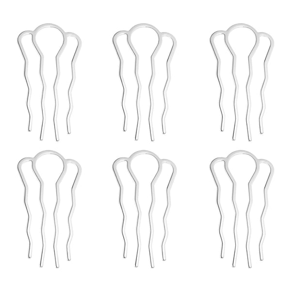 Metal Hair Clips 6pcs, 4 Teeth Hair Combs, DIY Hairpins Updo Accessory for Women - Wedding Hair Clip