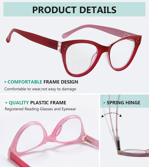Eyekepper 4-Pack Oversize Cat-eye Bifocal Sunglasses for Women with Tinted Lens
