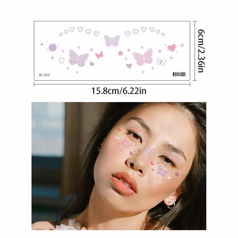 19PCS Cute Temporary Face Tattoos, Fake Freckles Tattoo Sticker, Valentine Heart Tattoo, Butterfly Fake Tattoo, Fairy Temporary Tattoos for Rave Accessories, Adult Kawaii Makeup Accessories for women