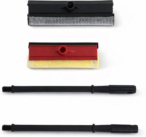 ZOLKER 2Pcs 2-in-1 Window Squeegee with Long Handle, Window Cleaner Tool, Glass Door Cleaner, Multi-Use Car Windshield