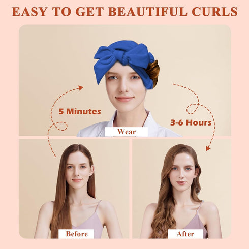 weiwei No Heat Curlers, Overnight Curling Headband Rollers for Women, 9 PCS Gift Set (Blue)