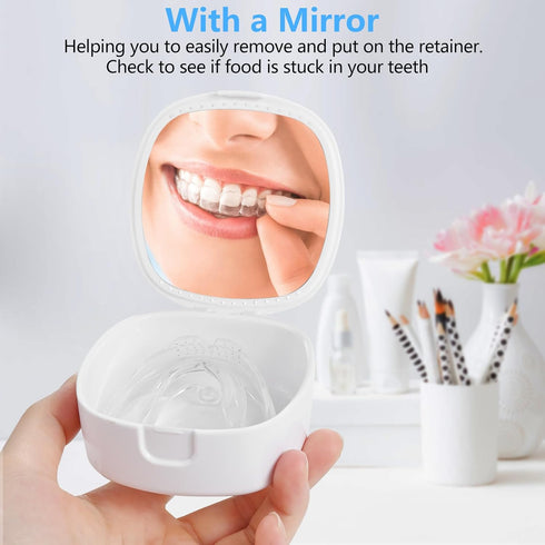 Retainer Case, Mouth Guard Case, Denture Case, Orthodontic Aligner Case with Mirror and Ventilation Holes, Purple Star
