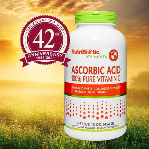NutriBiotic Ascorbic Acid Vitamin C Powder, 16 Oz | 2000 Mg Per Serving | Vegan, Gluten & GMO Free