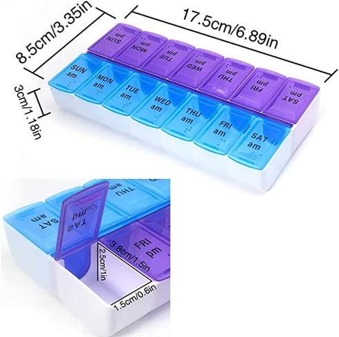 MAYFIVE 2 7 (2 Weekly Pill Organizer Times A Day Day Pill Box Holder Large Daily Medicine Organizer Travel Pill Case
