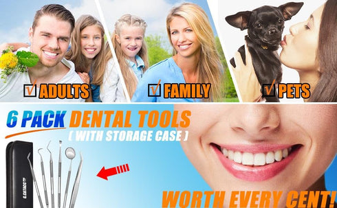 Professional Dental Tools Kit, 7 Pieces Dental Oral Kit with Pouch