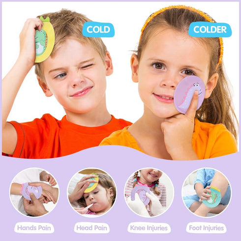Hilph Kids Ice Packs for Boo Boos, Reusable Gel Hot Cold Pack with Sleeves for Pain Relief (3 Packs)