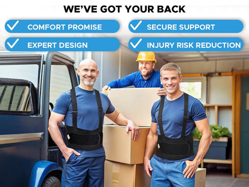 Adjustable Lower Back Support Belt with Suspenders, Heavy Duty Work Brace for Men & Women