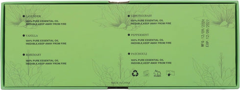 Set,100% (0.33Fl Oz*6, Set) Essential Oils Pure Natural,(Peppermint/Patchouli/Rosemary/Lemongrass/Vanilla/Lavender)