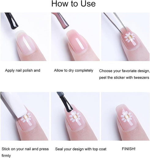 Cute Nail Art Stickers, 5D Embossed Star Moon Heart Design, Colorful Self-Adhesive Nail Decals for Women Girls DIY