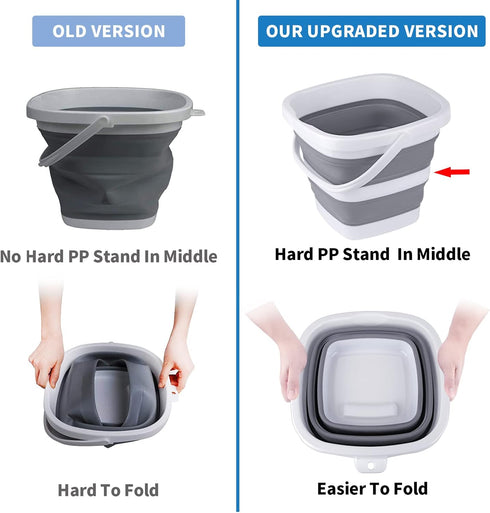 Collapsible Bucket, 5L 1.3 Gallon Small Cleaning Mop Bucket, Portable Plastic Foldable for Household, Camping