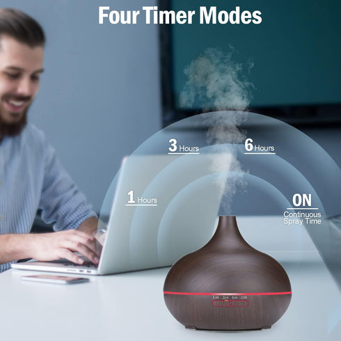 550ml Aroma Diffuser for Large Rooms, Ultra Quiet Essential Oil Diffuser with 7 Light Colors & Timer Setting