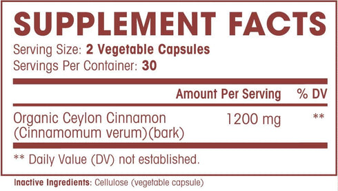 Natures Wellness Organic Ceylon Cinnamon - 1200 mg Antioxidant for Joint Health and Mobility - Non-GMO, 60 Veg Capsules