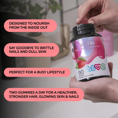 Biotin Gummies for Hair, Skin, and Nail Growth - 10,000mcg Supplement for Women & Men, Natural Gluten Free, 90 Count