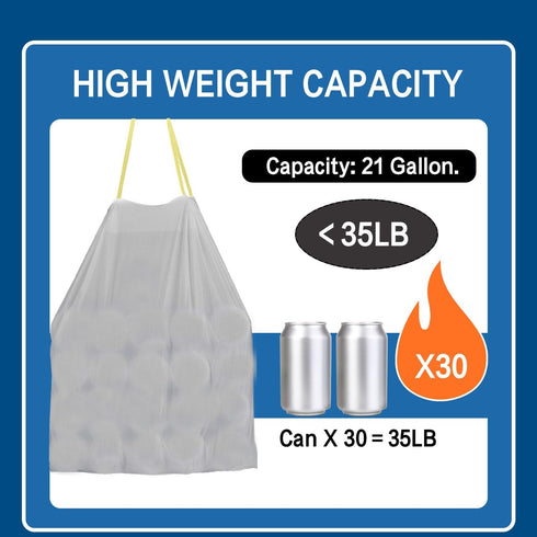 Large Heavy Duty 21 Gallon Drawstring Trash Bags, 30 Count - 1.0 MIL, 28" x 34" - Wholesale Commercial Garbage Bags