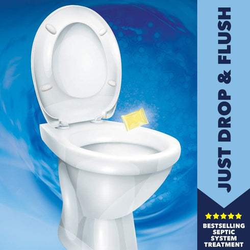 ONE FLUSH Septic Tank Treatment Packets, 6-Month Supply of Easy-Flush Bacteria & Enzyme Packets