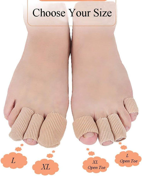 Makhry 4pcs Adjustable Cuttable Gel Toe Covers, Ribbed Knit Toe Caps, XL