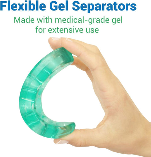 ViveSole Toe Separators, Medium (2 Pairs) - Silicone Gel Spreaders for Men & Women, Therapeutic Spa Stretchers