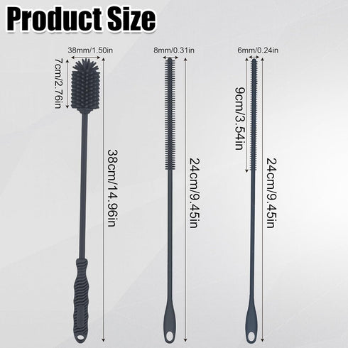 PEUTIER 3pcs Set Silicone Bottle Brush & Straw Cleaner Brush, Reusable Straw Cleaning Brush Water Cup Brush Extra Long