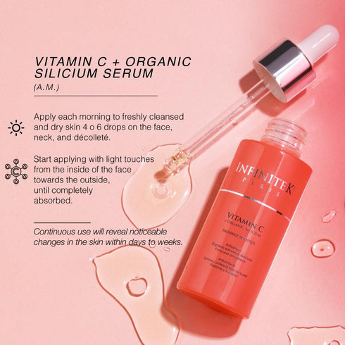 Infinitek Paris Vitamin C Face Serum, Hydrating Brightening Antioxidant Skincare with Hyaluronic Acid
