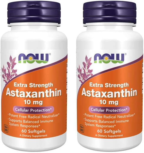 NOW Foods Astaxanthin 10mg, 60 SoftGels (2 Pack)