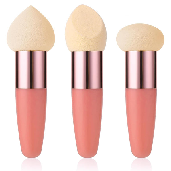 Sibba Makeup Sponge, 3 PCS Beauty Blender for Foundation, Concealer Blending, Mini Angled Brush Applicator (Rose Red)