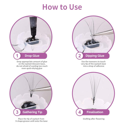 Teenitor 200 Pack Eyelashes Extension Volume Lashes Fan Blossom Cups, Glue Holder & Lash Organizer Tools