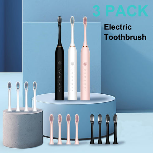 MSETGRD 3 Pack 6 12 2 30s Electric Toothbrush with Modes, Rechargeable Toothbrushes with Brush Head, Fast Charge Min