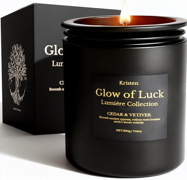 Kristen Luxury Candle Gift for Men Cedarwood & Vetiver Soy Candle, Handcrafted Black