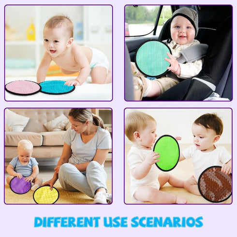 Inbeby 16 Set Round Sensory Mini Mats Textured Sensory Tiles - Sensory Toys for Autistic Children, Babies and Toddlers