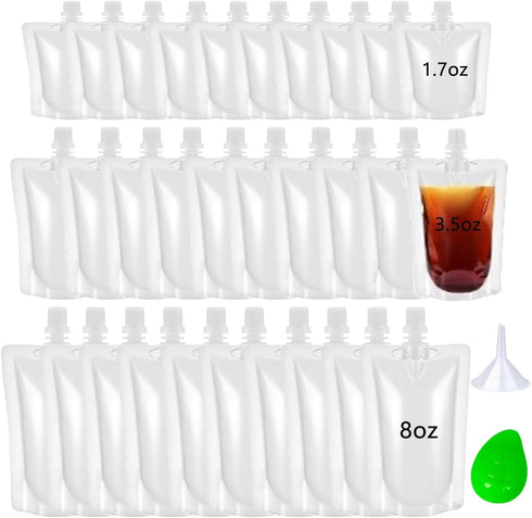 UtySty 30 Pack Liquor Pouches with Screw on Cap Disposable Drink Pouches Beverage