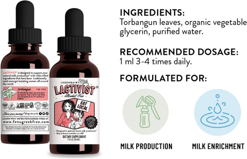 Legendairy Milk Lactivist Drops - 2 Fl Oz - Breastfeeding Supplement to Increase Milk Supply, Organic Torbangun, Made