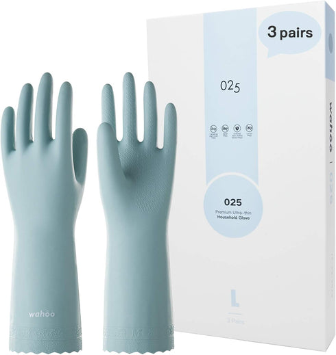 LANON Skin-Friendly Cleaning Gloves - Reusable Dishwashing Kitchen Gloves, Non-Slip, Large