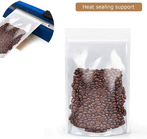 Clear Zipper Stand Up Pouch Bag, 100Pcs 7.0x10.2 Heat Sealable Zip Lock Snack Food Tea Packing Pouches