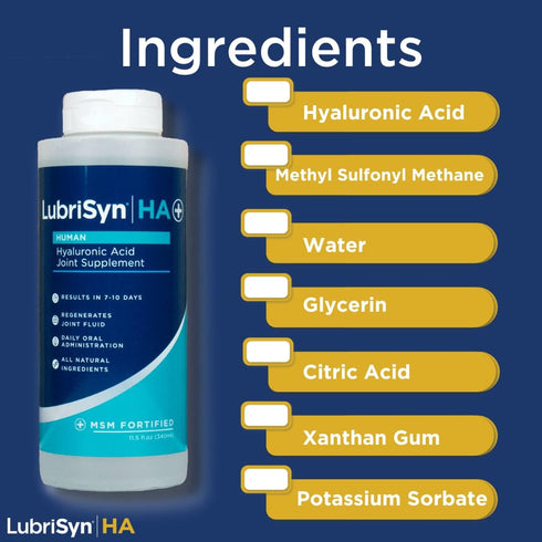 Lubrisyn HA with MSM, Vegan Joint Relief Supplement, 30 Day Supply of Liquid Hyaluronic Acid for Joints
