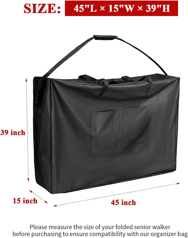 (45''Lx15''Wx39''H) Rollator Bag,Wheelchair Bag for Seniors and Stroller,Travel Walker Bags for Folding Walker,Folding