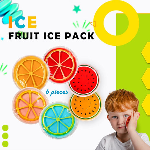 Kids Ice Pack, Reusable Hot or Cold Gel Cooling Pad for Injuries, Swelling, Pain Relief, and Tired Eyes (Fruit)