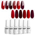 Vishine Burgundy Red and Red Glitter Gel Polish Set - 6 Colors Long Lasting Soak Off UV LED Gel 8ml