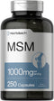 Horbaach MSM Supplement Capsules - 1000mg, 250 Count, Non-GMO and Gluten Free Formula, Methylsulfonylmethane