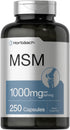 Horbaach MSM Supplement Capsules - 1000mg, 250 Count, Non-GMO and Gluten Free Formula, Methylsulfonylmethane