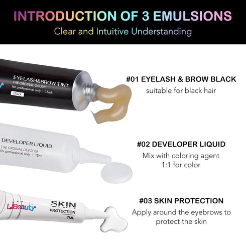 Libeauty Black Lash Color Kit, Volumizing Eyelash and Eyebrow Hair Coloring Kit for DIY Use at Home or Salon