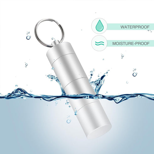 Opret Keychain Pill Holder, Waterproof Small Metal Pill Case with 3 Compartments for Travel (Silver)