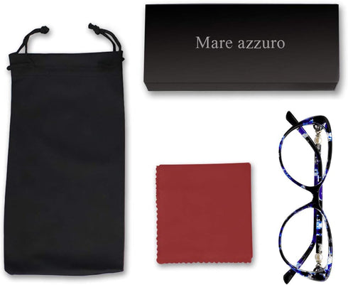 MARE AZZURO Progressive Blue Light Blocking Reading Glasses, Multifocus Readers 0-4.0 (Blue, 250)
