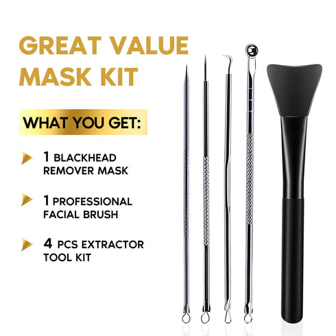 Blackhead Remover Mask Kit, Charcoal Peel Off Facial Mask with Brush and Extractors for Deep Cleansing