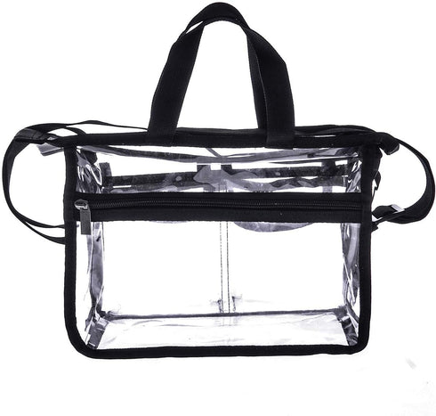 Medium Clear PVC Makeup Artist Set Bag, Transparent Cosmetic Storage for Travel, Stadium Approved Tote with Strap