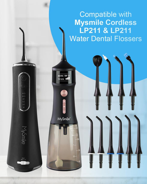 MySmile 10 Pcs Replacement Jet Tips, Water Dental Flosser Nozzle Set, Compatible with MySmile Cordless Select