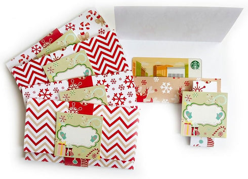 Set 10 Adore By Nat Classic Christmas Holiday Gift Card or Money Holders - Premium Check Cash Envelopes