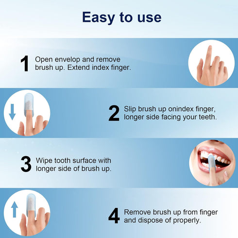 MySmile 100pcs Teeth Wipes, Mint Flavor, Disposal Finger Brush for Deep Cleaning